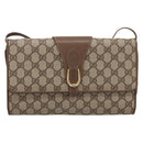 GUCCI GG Supreme Shoulder Bag PVC Beige Gold Tone Auth 208875-2