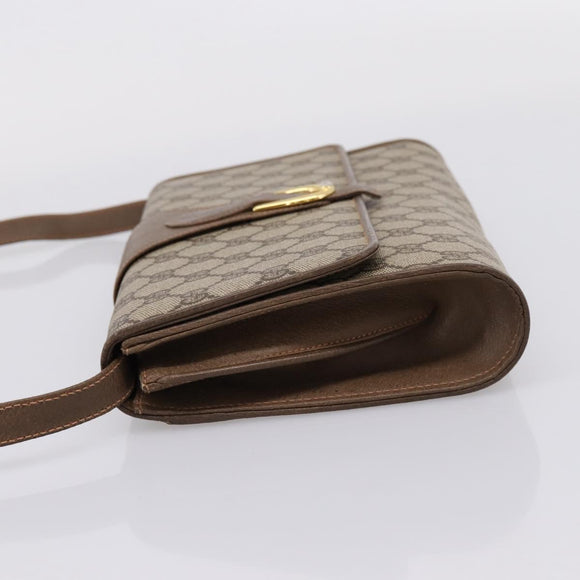GUCCI GG Supreme Shoulder Bag PVC Beige Gold Tone Auth 208875
