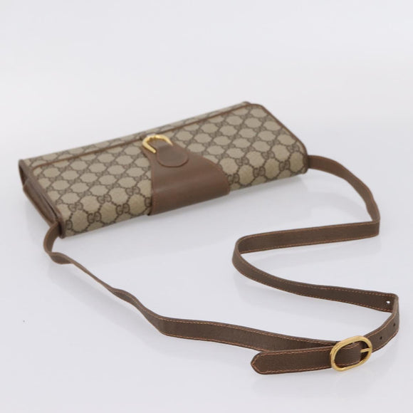 GUCCI GG Supreme Shoulder Bag PVC Beige Gold Tone Auth 208875