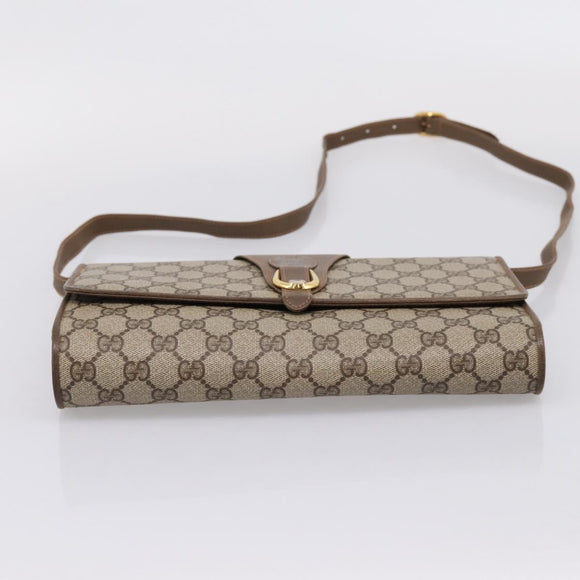 GUCCI GG Supreme Shoulder Bag PVC Beige Gold Tone Auth 208875