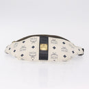 MCM Vicetos Waist Bag PVC Leather White Gold Tone Auth 208876-12