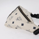 MCM Vicetos Waist Bag PVC Leather White Gold Tone Auth 208876-4
