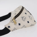 MCM Vicetos Waist Bag PVC Leather White Gold Tone Auth 208876-5