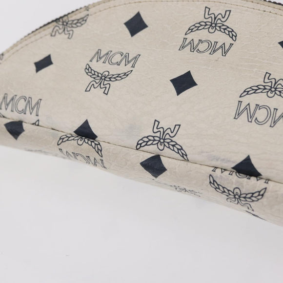 MCM Vicetos Waist Bag PVC Leather White Gold Tone Auth 208876