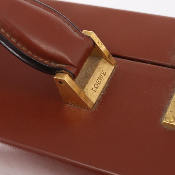 LOEWE Trunk Leather Brown Gold Tone Auth 208877A