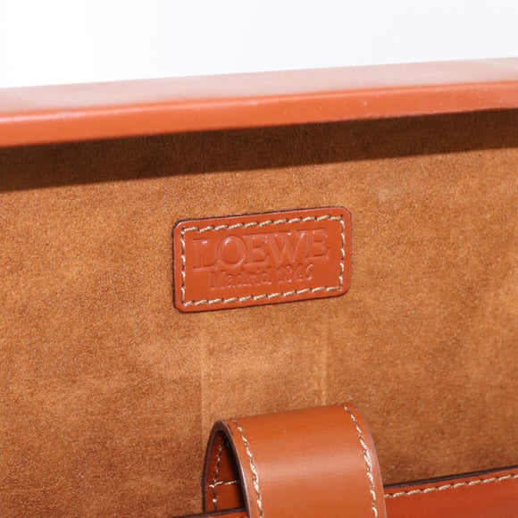 LOEWE Trunk Leather Brown Gold Tone Auth 208877A
