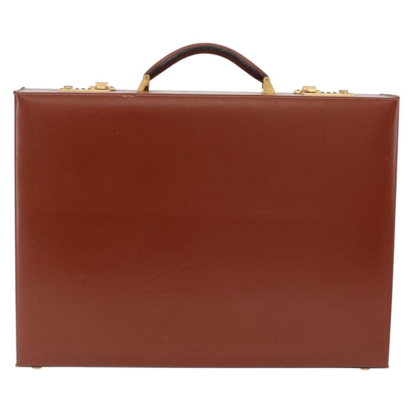LOEWE Trunk Leather Brown Gold Tone Auth 208877A