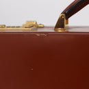 LOEWE Trunk Leather Brown Gold Tone Auth 208877A-3