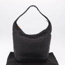GUCCI Bamboo Shoulder Bag Leather Black Gold Tone Auth 208879V-24