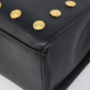 Gianni Versace Hand Bag Leather Black Gold Tone Auth 208883V-9