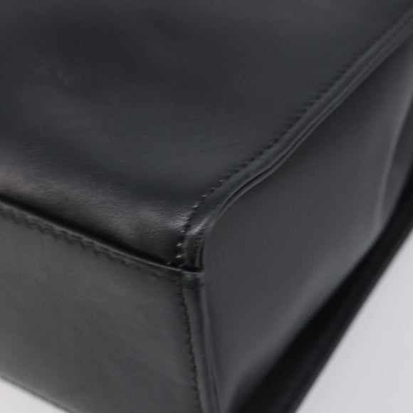 Gianni Versace Hand Bag Leather Black Gold Tone Auth 208883V