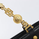 Gianni Versace Hand Bag Leather Black Gold Tone Auth 208883V-17