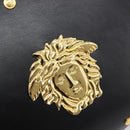 Gianni Versace Hand Bag Leather Black Gold Tone Auth 208883V-18