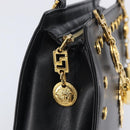 Gianni Versace Hand Bag Leather Black Gold Tone Auth 208883V-10
