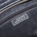 Gianni Versace Hand Bag Leather Black Gold Tone Auth 208883V-11
