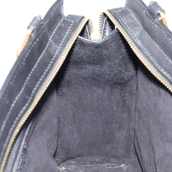 Gianni Versace Hand Bag Leather Black Gold Tone Auth 208883V