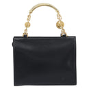 Gianni Versace Hand Bag Leather Black Gold Tone Auth 208883V-2