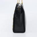 Gianni Versace Hand Bag Leather Black Gold Tone Auth 208883V-3