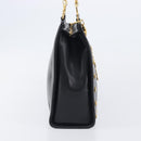 Gianni Versace Hand Bag Leather Black Gold Tone Auth 208883V-4