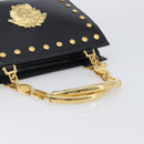 Gianni Versace Hand Bag Leather Black Gold Tone Auth 208883V-7