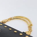 Gianni Versace Hand Bag Leather Black Gold Tone Auth 208883V-8
