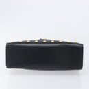 Gianni Versace Hand Bag Leather Black Gold Tone Auth 208883V-5