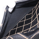 CHANEL Wild Stitch Hand Bag Leather Black Gold Tone CC Auth 208885V-22