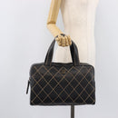 CHANEL Wild Stitch Hand Bag Leather Black Gold Tone CC Auth 208885V-24