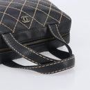 CHANEL Wild Stitch Hand Bag Leather Black Gold Tone CC Auth 208885V-7