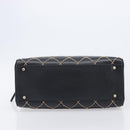 CHANEL Wild Stitch Hand Bag Leather Black Gold Tone CC Auth 208885V-9