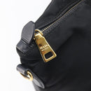 PRADA Hand Bag Nylon Black Gold Tone Auth 208887A-17