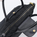 PRADA Hand Bag Nylon Black Gold Tone Auth 208887A-18