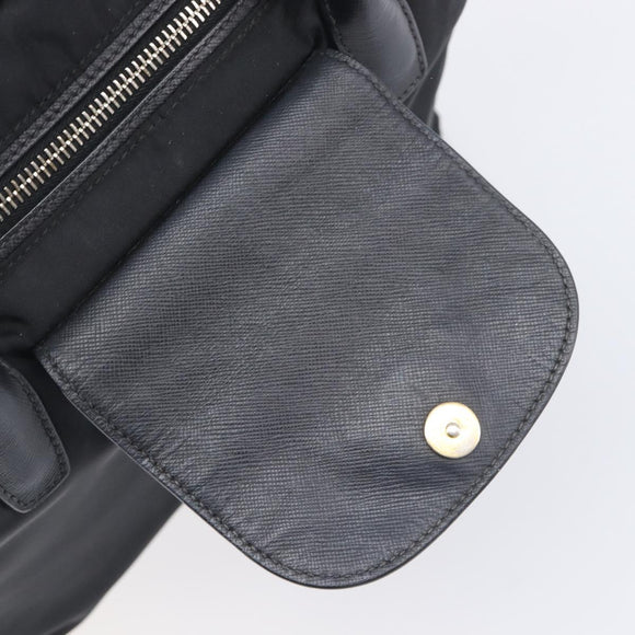 PRADA Hand Bag Nylon Black Gold Tone Auth 208887A