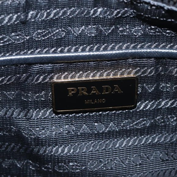 PRADA Hand Bag Nylon Black Gold Tone Auth 208887A