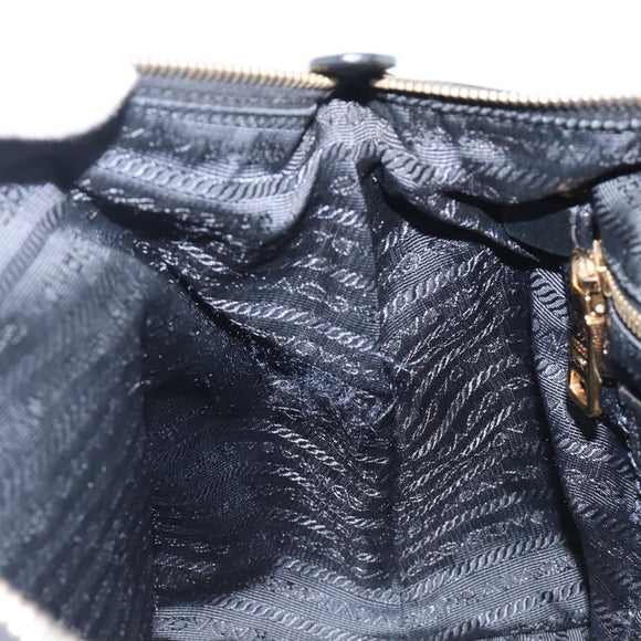 PRADA Hand Bag Nylon Black Gold Tone Auth 208887A