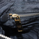 PRADA Hand Bag Nylon Black Gold Tone Auth 208887A-25