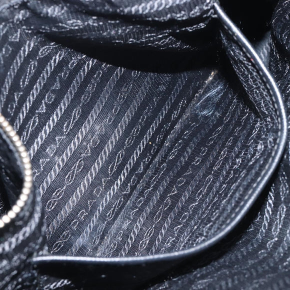 PRADA Hand Bag Nylon Black Gold Tone Auth 208887A