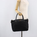 PRADA Hand Bag Nylon Black Gold Tone Auth 208887A-29