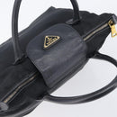 PRADA Hand Bag Nylon Black Gold Tone Auth 208887A-6