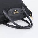 PRADA Hand Bag Nylon Black Gold Tone Auth 208887A-7