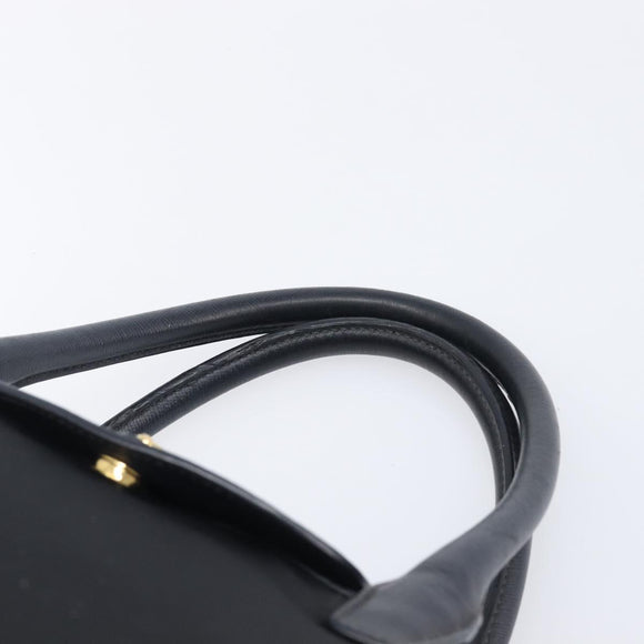 PRADA Hand Bag Nylon Black Gold Tone Auth 208887A