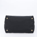 PRADA Hand Bag Nylon Black Gold Tone Auth 208887A-9