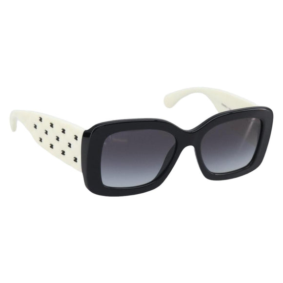 CHANEL Sunglasses Plastic Black White CC Auth 208890M