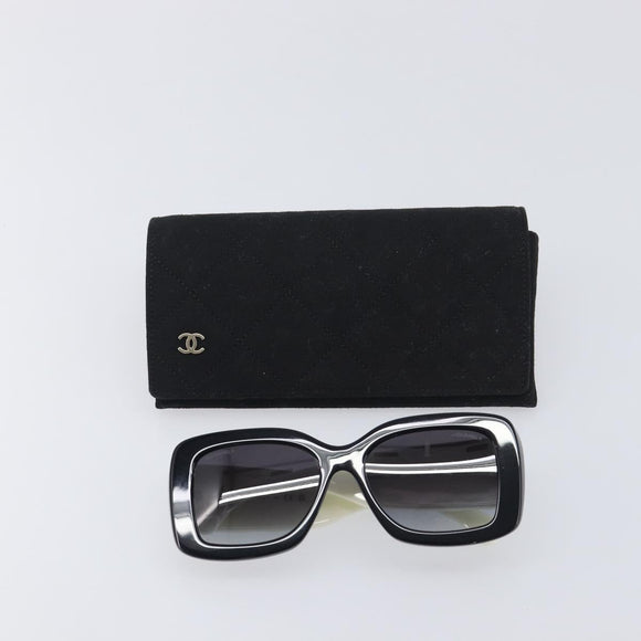 CHANEL Sunglasses Plastic Black White CC Auth 208890M