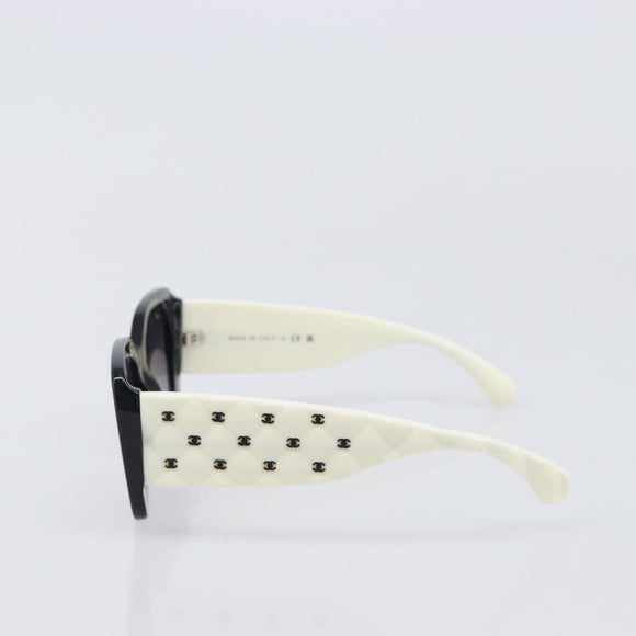 CHANEL Sunglasses Plastic Black White CC Auth 208890M