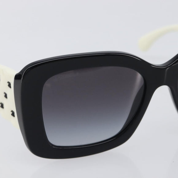 CHANEL Sunglasses Plastic Black White CC Auth 208890M