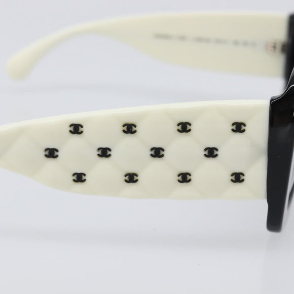 CHANEL Sunglasses Plastic Black White CC Auth 208890M