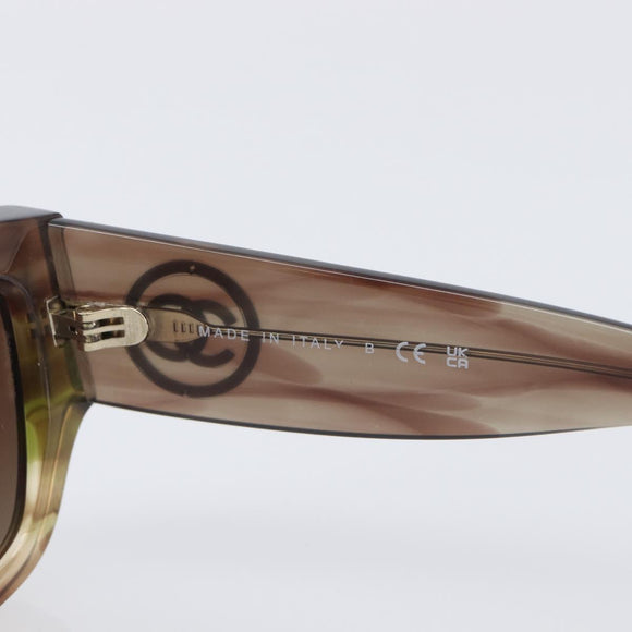 CHANEL Sunglasses Plastic Brown Gold Tone CC Auth 208892M