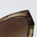 CHANEL Sunglasses Plastic Brown Gold Tone CC Auth 208892M-18