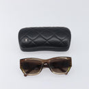 CHANEL Sunglasses Plastic Brown Gold Tone CC Auth 208892M-12